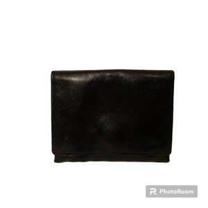 MARK CROSS VINTAGE CARD HOLDER COIN PURSE BLACK LEATHER ACCESSORY SNAP CLOSE